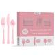 Pink Heavy-Duty Plastic Cutlery Set for 20 Guests, 80ct